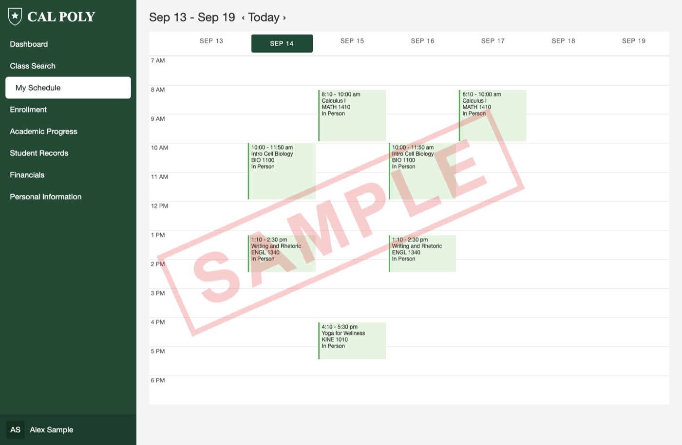 Sample: Cal Poly calendar